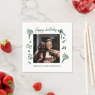 Serviette En Papier Joyeux Anniversaire Photo Serviettes personnalisée