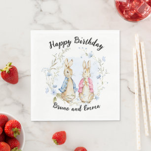 Serviette En Papier Joyeux anniversaire Pierre et lapin Flopsy
