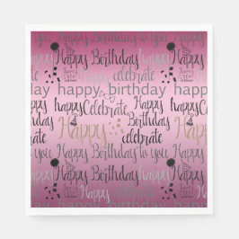 Serviette En Papier Joyeux Anniversaire Pink Ombre