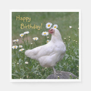 Serviette En Papier Joyeux Anniversaire Poulet Aux Marguerites