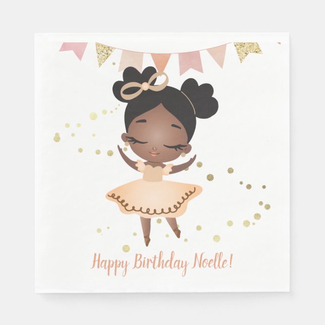 Serviette En Papier Joyeux anniversaire ! Princesse Ballerina avec cou (Devant)