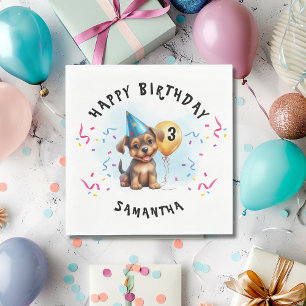 Serviette En Papier Joyeux Anniversaire Puppy Party Anniversaire Papie