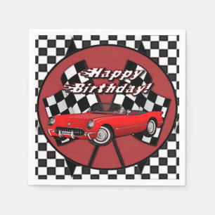 Serviette En Papier Joyeux Anniversaire Red Sports Voiture Napkins