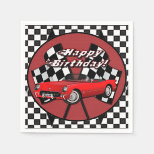 Serviette En Papier Joyeux Anniversaire Red Sports Voiture Napkins