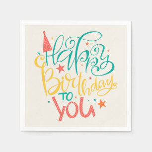 Serviette En Papier Joyeux Anniversaire Rétro Design Napkins