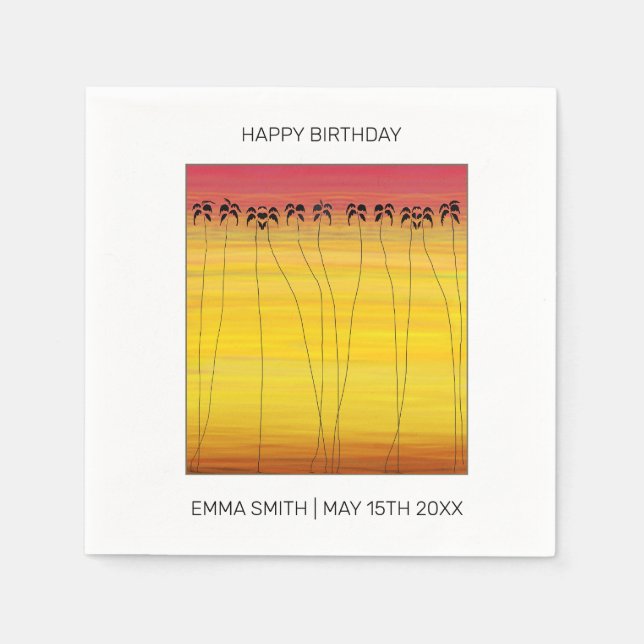 Serviette En Papier Joyeux Anniversaire, Sommeil Tropical (Devant)
