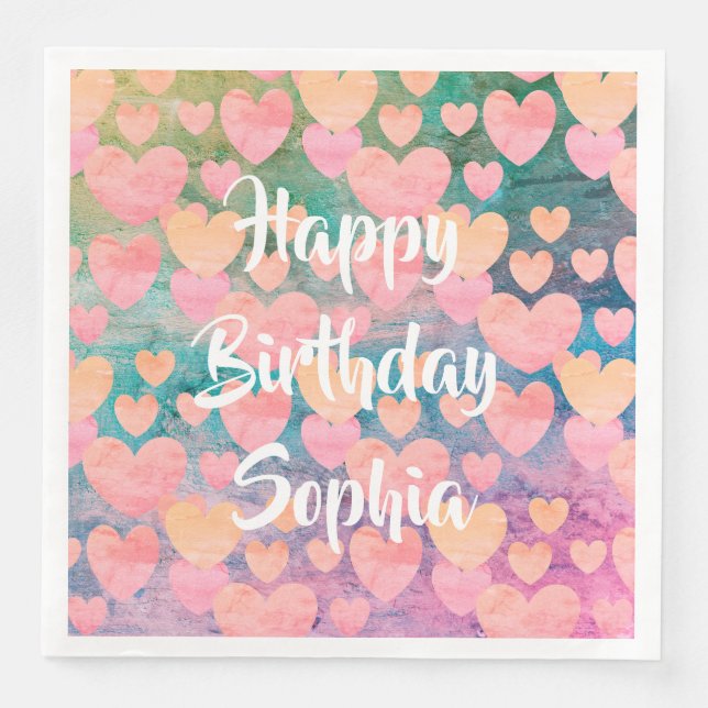Serviette En Papier Joyeux anniversaire #Sophia serviettes de fête par (Devant)