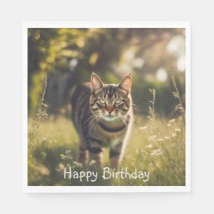 Serviette En Papier Joyeux anniversaire Tabby Cat