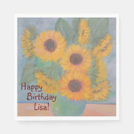 Serviette En Papier Joyeux Anniversaire Tournesol Doux