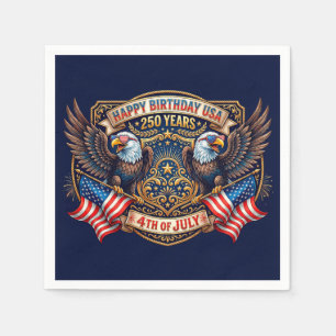 Serviette En Papier Joyeux Anniversaire USA 250 Ans Aigles Patriotiq
