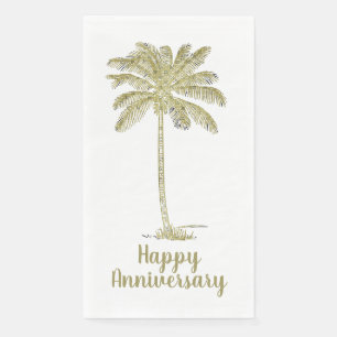Serviette En Papier Joyeux Anniversaire Vintage Look Coconut Palm Tree