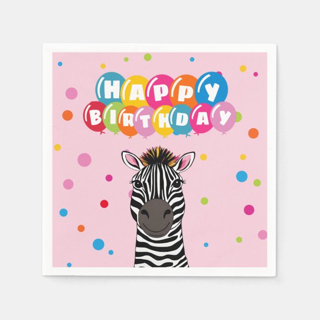 Serviette En Papier Joyeux anniversaire Zebra (Devant)