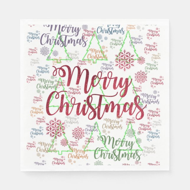 Serviette En Papier Joyeux Arbres de Noël Papier serviettes (Devant)