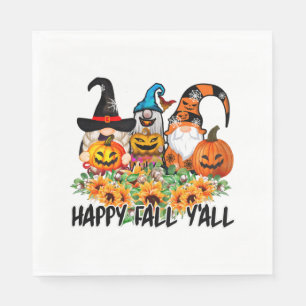 Serviette En Papier Joyeux automne Y'all Gnome Leopard Gnome Sunflower