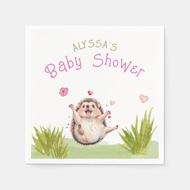 Serviette En Papier Joyeux Baby shower de fête de Hérisson (Devant)