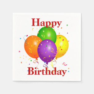 Serviette En Papier Joyeux ballons d'anniversaire et Confetti