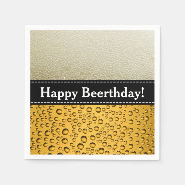 Serviette En Papier Joyeux Beerthday ! Anniversaire ou Personnaliser a (Devant)