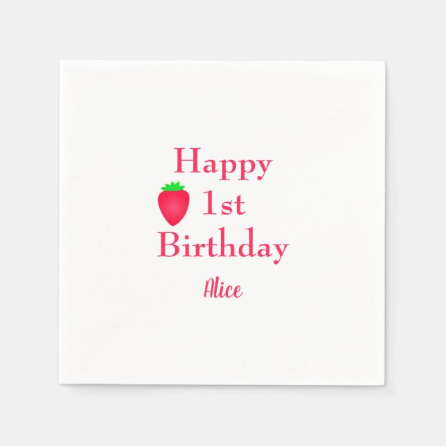Serviette En Papier Joyeux Berry Première fraise 1er anniversaire 2024 (Devant)