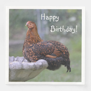 Serviette En Papier Joyeux Birthday Birdbath Poulet
