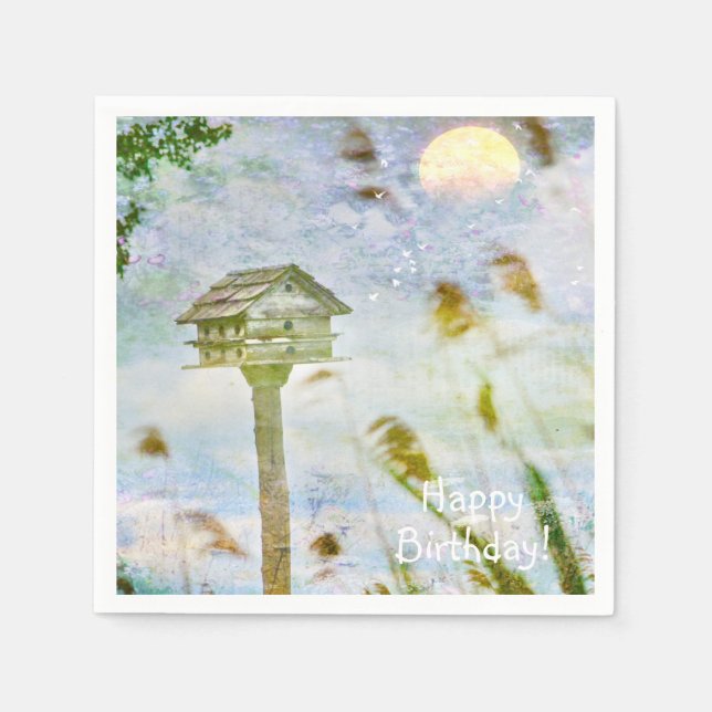 Serviette En Papier Joyeux Birthday Birdhouse (Devant)