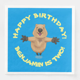 Serviette En Papier Joyeux bonjour quokka personnalisées dessin animé