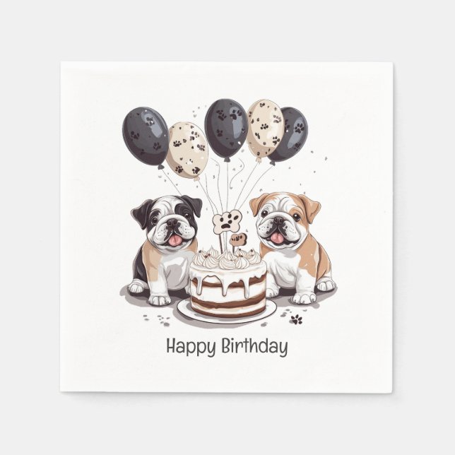 Serviette En Papier Joyeux Bulldogs anglais (Devant)