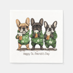 Serviette En Papier Joyeux Bulldogs français de la Saint-Patrick