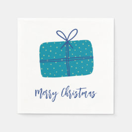Serviette En Papier Joyeux cadeau de Noël Simple Blue