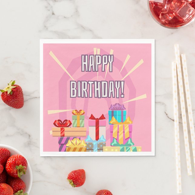 Serviette En Papier Joyeux Cadeaux D'Anniversaire Sur Des Serviettes R (Créateur téléchargé)