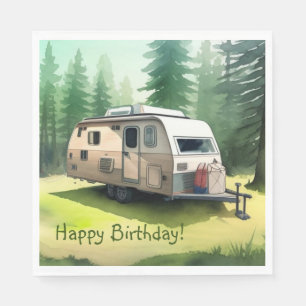 Serviette En Papier Joyeux Camping d'anniversaire
