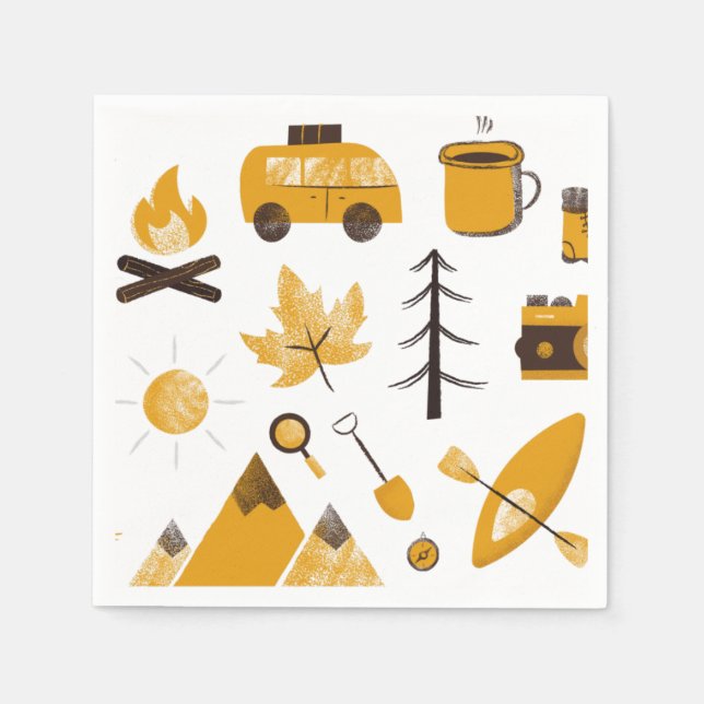 Serviette En Papier Joyeux canapés de la fête de camping (Devant)