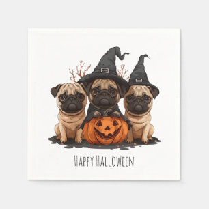Serviette En Papier Joyeux Carlins d'Halloween Jack O Lanterns