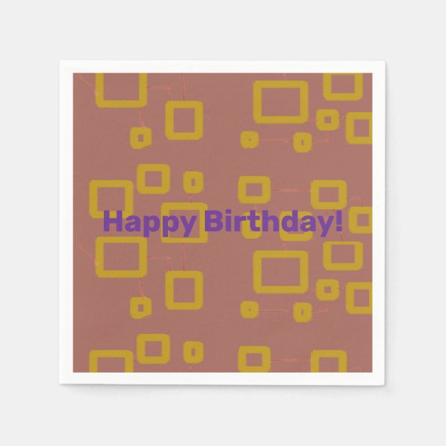 Serviette En Papier Joyeux Carrés d'anniversaire (Devant)