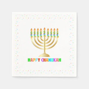 Serviette En Papier Joyeux Chanuka coloré Minorah serviettes