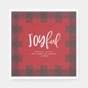 Serviette En Papier Joyeux Check plaid fête de Noël