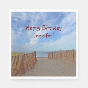 Serviette En Papier Joyeux chemin d'anniversaire à la plage