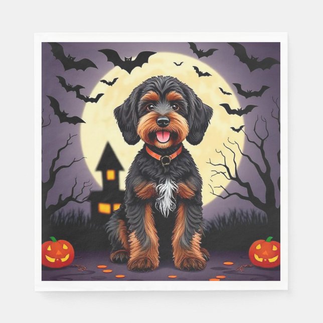 Serviette En Papier Joyeux chien dans le thème Halloween (Devant)