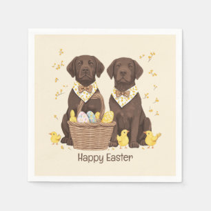 Serviette En Papier Joyeux Chiens de récupération de chocolat de Pâque