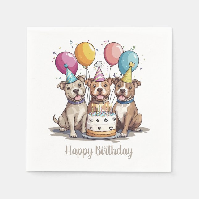 Serviette En Papier Joyeux Chiens de Terrier américain Pit Bull Birthd (Devant)