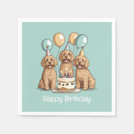 Serviette En Papier Joyeux Chiens Goldendoodle Anniversaire