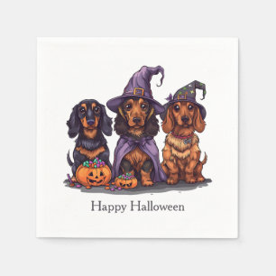 Serviette En Papier Joyeux Chiens sorciers Halloween Dachshund