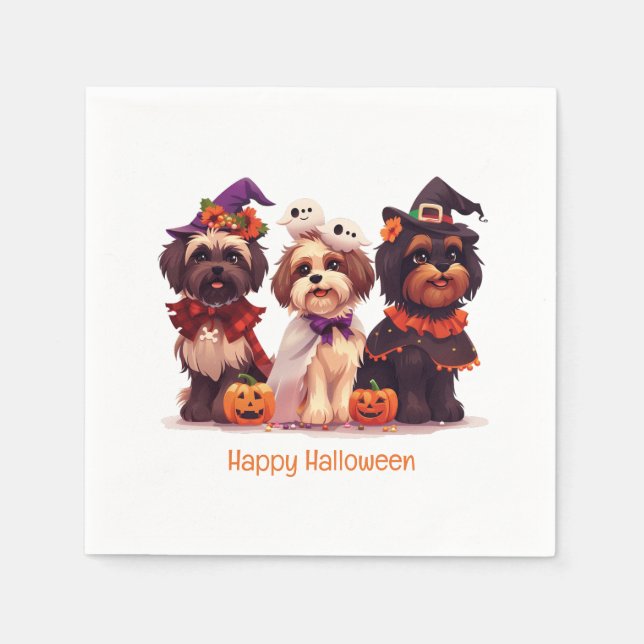 Serviette En Papier Joyeux Chih Tzu Chih Dogs d'Halloween (Devant)