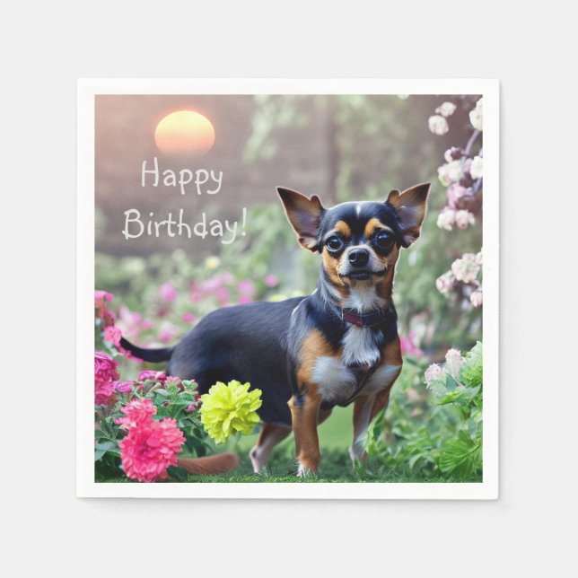 Serviette En Papier Joyeux Chihuahua Anniversaire Papier serviettes (Devant)
