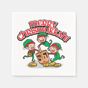 Serviette En Papier Joyeux Chrismukah avec Elves et Rêves
