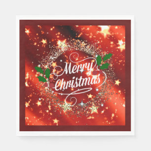 Serviette En Papier Joyeux Christmans, parties scintillant et brillanc