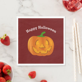 Serviette En Papier Joyeux Citrouille d'Halloween Rouge