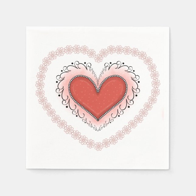 Serviette En Papier Joyeux Coeur Napkin (Devant)