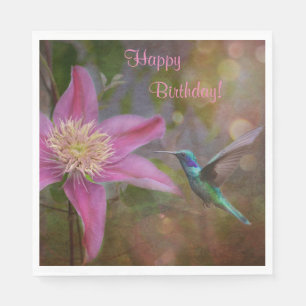 Serviette En Papier Joyeux colibri d'anniversaire