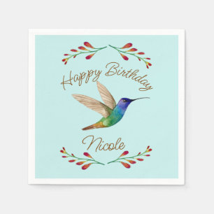 Serviette En Papier Joyeux colibri d'anniversaire