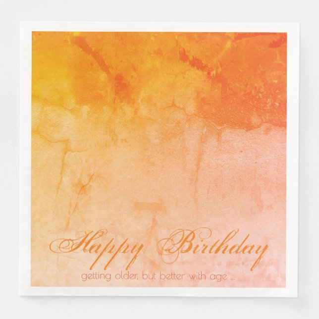 Serviette En Papier Joyeux concepteur orange d'anniversaire (Devant)